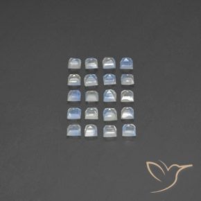 Rainbow Moonstone Gemstones in 3 x 3 mm (calibrated) Size for Sale, Rainbow Moonstone Stones in Bluish White Color