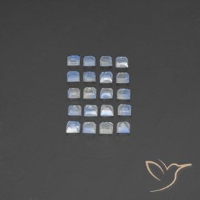 Rainbow Moonstone Gemstones in 3 x 3 mm (calibrated) Size for Sale, Rainbow Moonstone Stones in Bluish White Color