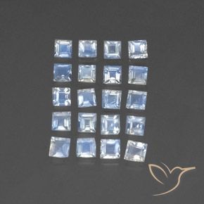 3.01 ctw White Rainbow Moonstone Stones, Natural Rainbow Moonstone in Square Facet Shape for Sale