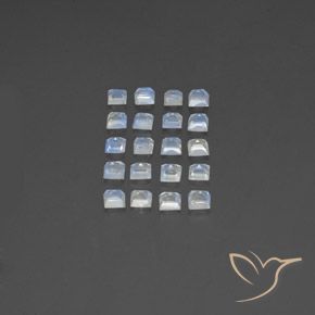 Rainbow Moonstone Gemstones in 3 x 3 mm (calibrated) Size for Sale, Rainbow Moonstone Stones in Bluish White Color
