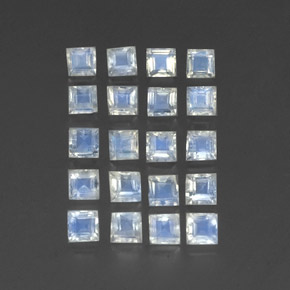3.80 ct White Rainbow Moonstone Stone, Natural Rainbow Moonstone in Square Facet Shape for Sale