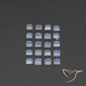 Rainbow Moonstone Gemstones in 3 x 3 mm (calibrated) Size for Sale, Rainbow Moonstone Stones in Bluish White Color