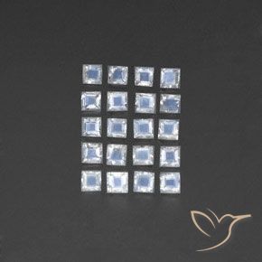 2.68ctw Natural Bluish White Rainbow Moonstone, Square, Transparent/Translucent