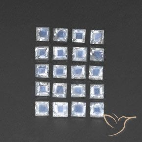 2.68 ctw White Rainbow Moonstone Stones, Natural Rainbow Moonstone in Square Facet Shape for Sale