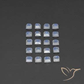 Rainbow Moonstone Gemstones in 3 x 3 mm (calibrated) Size for Sale, Rainbow Moonstone Stones in Bluish White Color