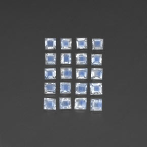 2.44 ctw White Rainbow Moonstone Gemstones, Rainbow Moonstone Gems in Square Facet Shape for Sale.