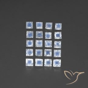 3.09ctw Natural Bluish White Rainbow Moonstone, Square, Transparent