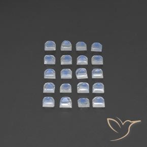 Rainbow Moonstone Gemstones in 3.2 x 3.2 mm Size for Sale, Rainbow Moonstone Stones in Bluish White Color