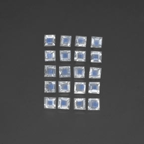 2.35 ctw White Rainbow Moonstone Gemstones, Rainbow Moonstone Gems in Square Facet Shape for Sale.