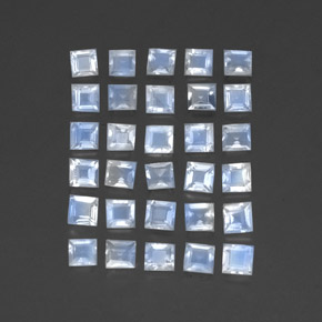3.55 ctw White Rainbow Moonstone Stones, Natural Rainbow Moonstone in Square Facet Shape for Sale