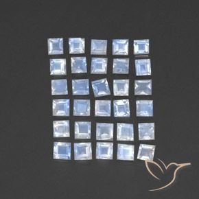 3.31 ctw White Rainbow Moonstone Stones, Natural Rainbow Moonstone in Square Facet Shape for Sale