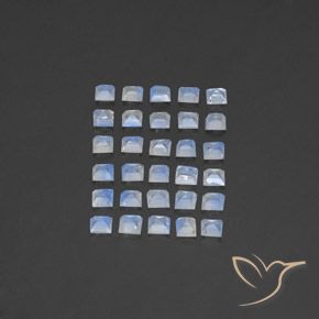 Rainbow Moonstone Gemstones in 3 x 2.9 mm Size for Sale, Rainbow Moonstone Stones in Bluish White Color