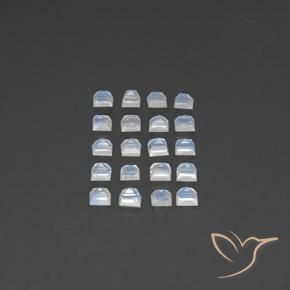 Rainbow Moonstone Gemstones in 3 x 3 mm (calibrated) Size for Sale, Rainbow Moonstone Stones in Bluish White Color