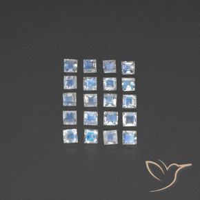 2.70ctw Natural Bluish White Rainbow Moonstone, Square, Transparent