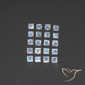 2.88ctw Natural Bluish White Rainbow Moonstone, Square, Transparent