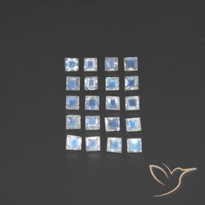 2.90ctw Natural Bluish White Rainbow Moonstone, Square, Transparent