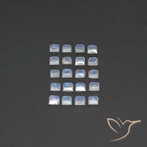 Rainbow Moonstone Gemstones in 3 x 3 mm (calibrated) Size for Sale, Rainbow Moonstone Stones in Bluish White Color
