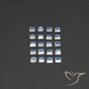 Rainbow Moonstone Gemstones in 3 x 3 mm (calibrated) Size for Sale, Rainbow Moonstone Stones in Bluish White Color
