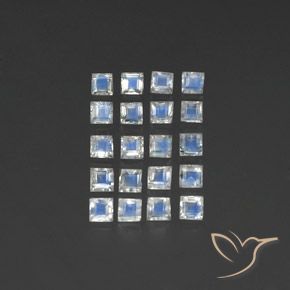3.34ctw Natural Bluish White Rainbow Moonstone, Square, Transparent