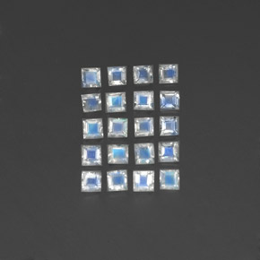 Bluish White Rainbow Moonstone Gem - 0.2ct Square Facet (ID: 350533)
