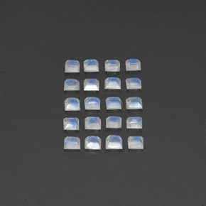 Rainbow Moonstone Gemstones in 3.1 x 3.1 mm Size for Sale, Rainbow Moonstone Stones in Bluish White Color