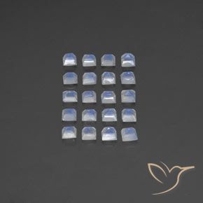Rainbow Moonstone Gemstones in 3 x 3 mm (calibrated) Size for Sale, Rainbow Moonstone Stones in Bluish White Color