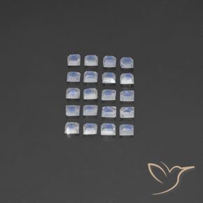 Rainbow Moonstone Gemstones in 3 x 3 mm (calibrated) Size for Sale, Rainbow Moonstone Stones in Bluish White Color