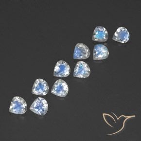 3.30 ctw White Rainbow Moonstone Stones, Natural Rainbow Moonstone in Pear Facet Shape for Sale