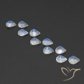 Rainbow Moonstone Gemstones in 5 x 5 mm (calibrated) Size for Sale, Rainbow Moonstone Stones in Bluish White Color