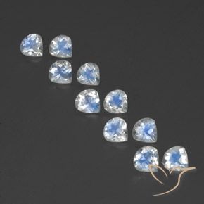 3.31ctw Natural Bluish White Rainbow Moonstone, Pear Shape, Transparent
