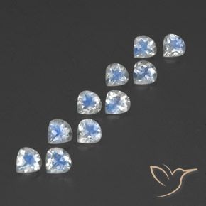 3.31 ctw White Rainbow Moonstone Stones, Natural Rainbow Moonstone in Pear Facet Shape for Sale