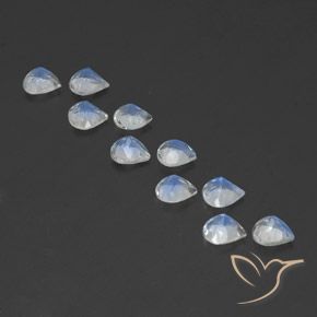 Rainbow Moonstone Gemstones in 5 x 5 mm (calibrated) Size for Sale, Rainbow Moonstone Stones in Bluish White Color