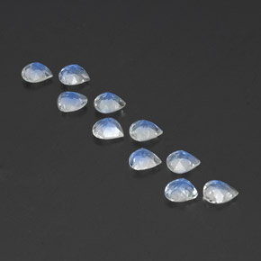 Rainbow Moonstone Gemstones in 4.9 x 4.8 mm Size for Sale, Rainbow Moonstone Stones in Bluish White Color