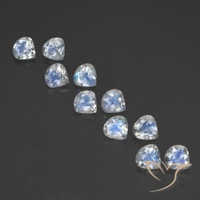 3.48 ctw White Rainbow Moonstone Gemstones, Rainbow Moonstone Gems in Pear Facet Shape for Sale.