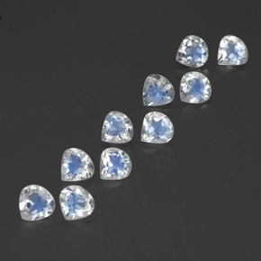 3.61 ctw White Rainbow Moonstone Stones, Natural Rainbow Moonstone in Pear Facet Shape for Sale