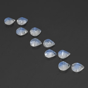 Rainbow Moonstone Gemstones in 5.2 x 5.1 mm Size for Sale, Rainbow Moonstone Stones in Bluish White Color