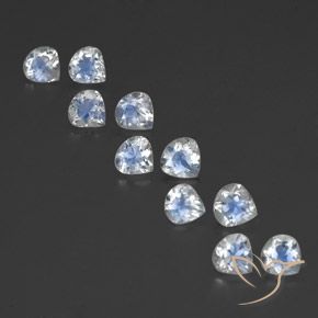 3.77 ctw White Rainbow Moonstone Gemstones, Rainbow Moonstone Gems in Pear Facet Shape for Sale.