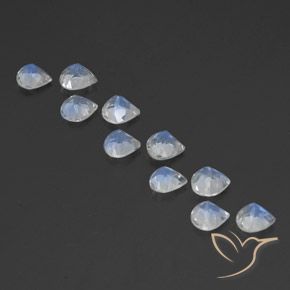 Rainbow Moonstone Gemstones in 5.2 x 5.1 mm Size for Sale, Rainbow Moonstone Stones in Bluish White Color