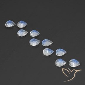 Rainbow Moonstone Gemstones in 4.9 x 4.8 mm Size for Sale, Rainbow Moonstone Stones in Bluish White Color