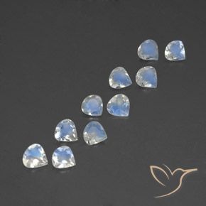2.97 ctw White Rainbow Moonstone Stones, Natural Rainbow Moonstone in Pear Facet Shape for Sale