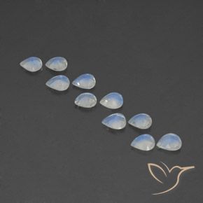 Rainbow Moonstone Gemstones in 5.2 x 5.1 mm Size for Sale, Rainbow Moonstone Stones in Bluish White Color