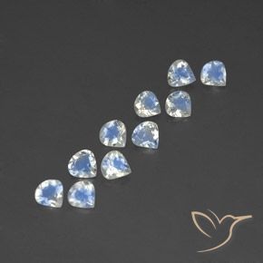 3.18 ctw White Rainbow Moonstone Stones, Natural Rainbow Moonstone in Pear Facet Shape for Sale