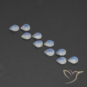 Rainbow Moonstone Gemstones in 5 x 5 mm (calibrated) Size for Sale, Rainbow Moonstone Stones in Bluish White Color