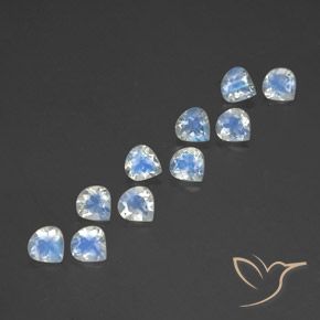 3.71 ctw White Rainbow Moonstone Stones, Natural Rainbow Moonstone in Pear Facet Shape for Sale
