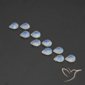 Rainbow Moonstone Gemstones in 5 x 5 mm (calibrated) Size for Sale, Rainbow Moonstone Stones in Bluish White Color