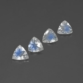 1.88 ct White Rainbow Moonstone Stone, Natural Rainbow Moonstone in Trillion Facet Shape for Sale
