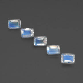 5.20 ct White Rainbow Moonstone Gemstone, Rainbow Moonstone Gem in Octagon Facet Shape for Sale.