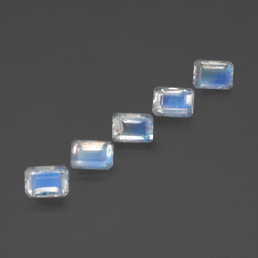 5.20 ct White Rainbow Moonstone Stone, Natural Rainbow Moonstone in Octagon Facet Shape for Sale