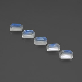 Rainbow Moonstone Gemstone in 7 x 5 mm (calibrated) Size for Sale, Rainbow Moonstone Stone in Bluish White Color