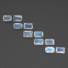 5.57 ct White Rainbow Moonstone Gemstone, Rainbow Moonstone Gem in Octagon Facet Shape for Sale.